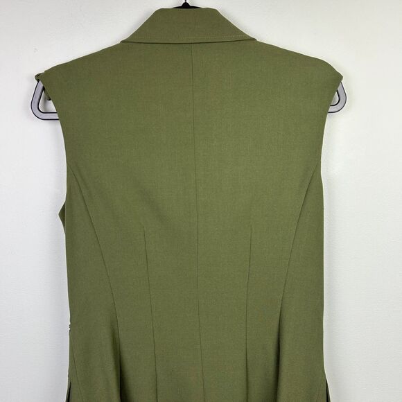 Calvin Klein Double Breasted Military Green Button Front Dress Sleeveless sz 8 - Picture 5 of 14